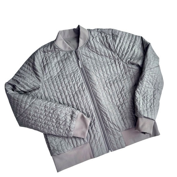 Lululemon Athletica Non-Stop Reversible Bomber Jacket In Raw Linen Size 12 - Picture 5 of 12